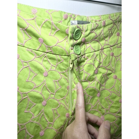 Will's River Co. VTG Green Pink Floral Embroidered Pants Retro Bright‎ Women's 8 - Picture 4 of 12